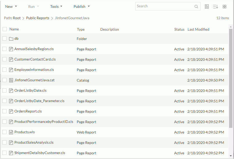 JinfonetGourmetJava Reports