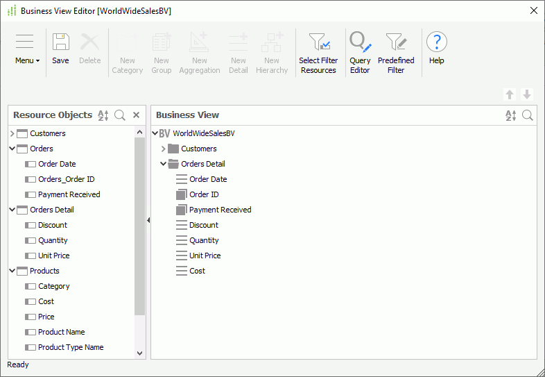 Define the Orders Detail Category