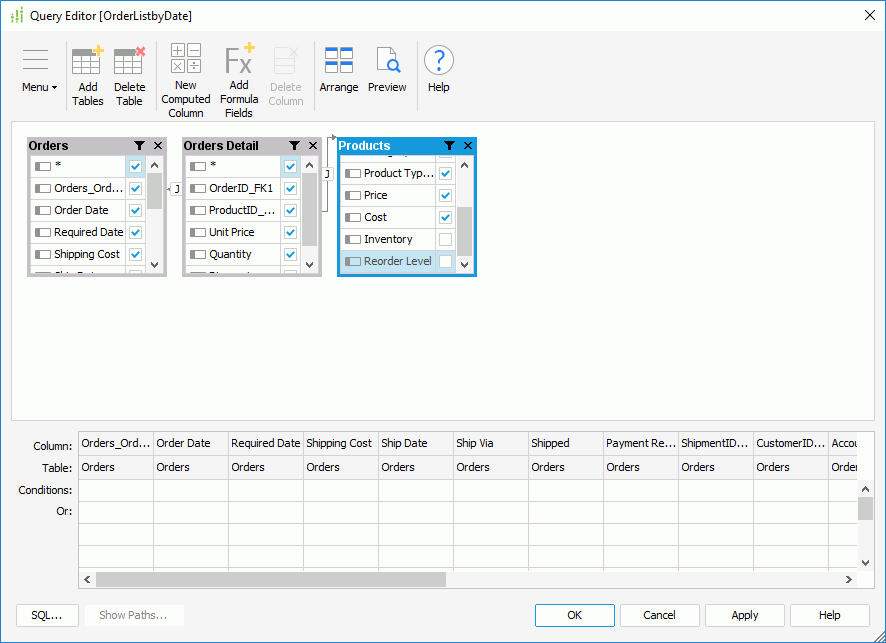 Select Table Columns for Query