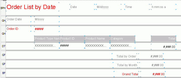 Report in Design View