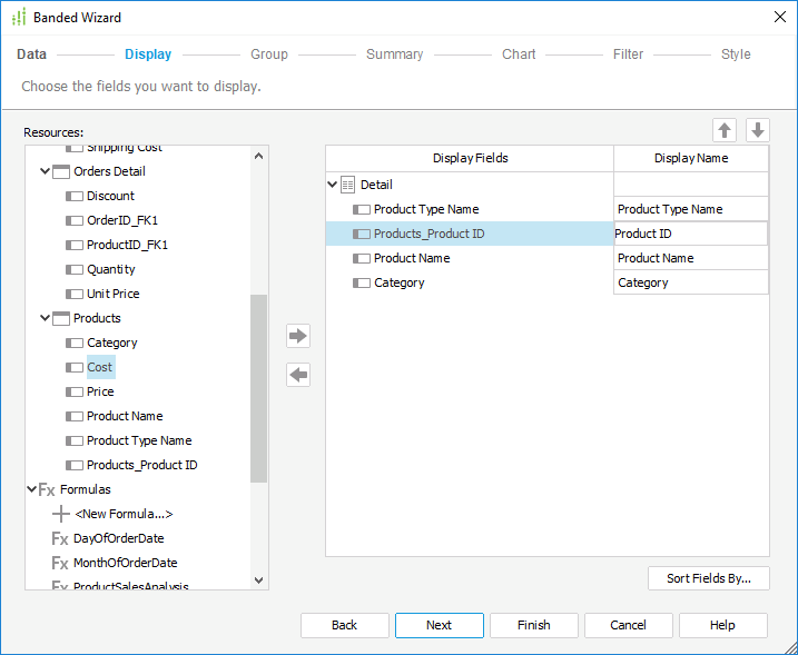 Add Display Fields