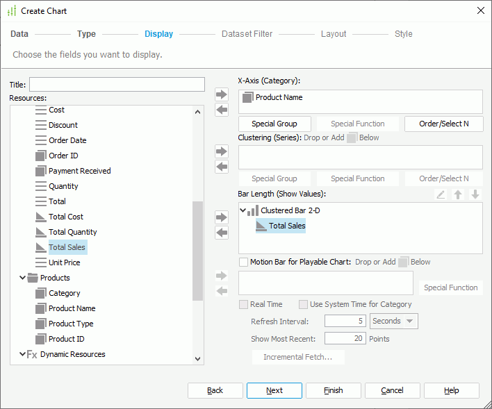 Chart Display Fields