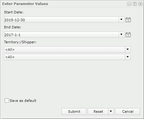 Enter Parameter Values dialog box