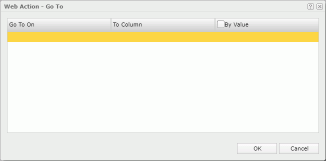 Web Action - Go To dialog box