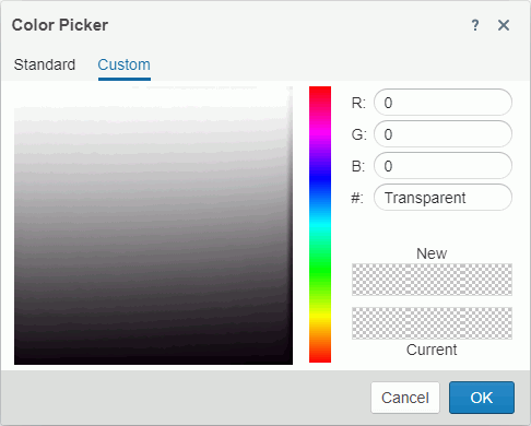 Color Picker dialog box - Custom tab