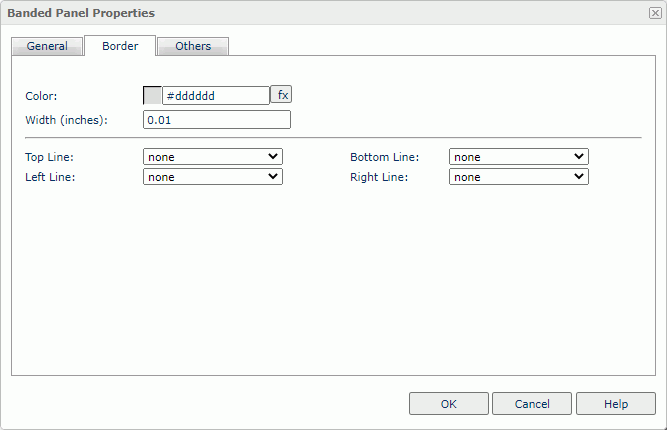 Banded Panel Properties dialog box - Border tab