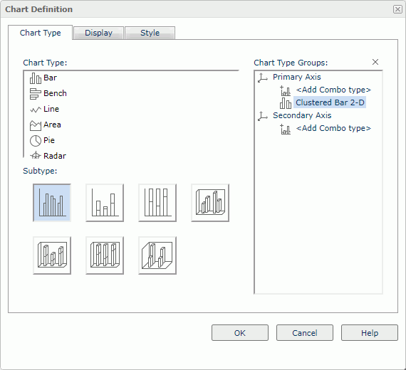 Chart Definition dialog - Chart Type tab