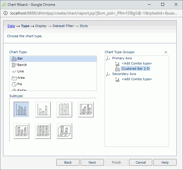 Chart Wizard - Type screen