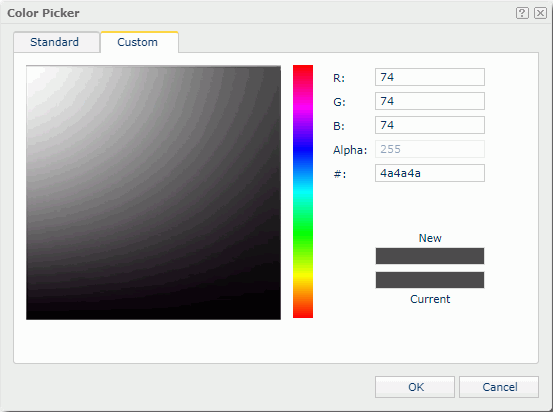 Color Picker dialog box - Custom tab