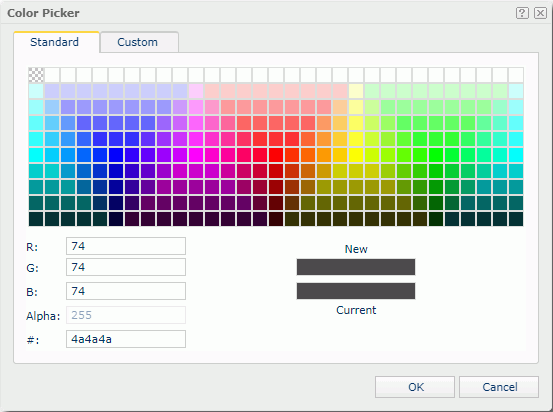 Color Picker dialog box - Standard tab