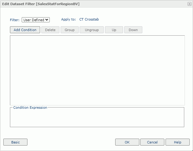 Edit Dataset Filter dialog box - Advanced mode