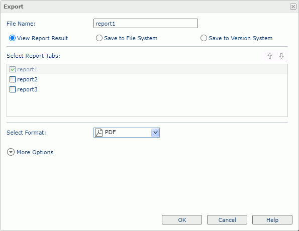 Export dialog box