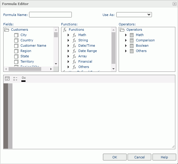 Formula Editor dialog box