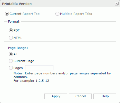 Printable Version dialog box