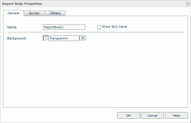 Report Body Properties dialog box - General tab