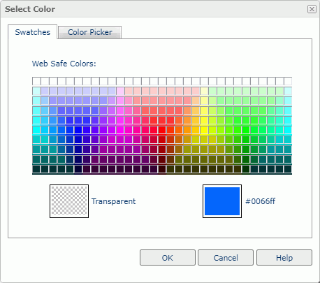 Search Color dialog box - Swatches tab