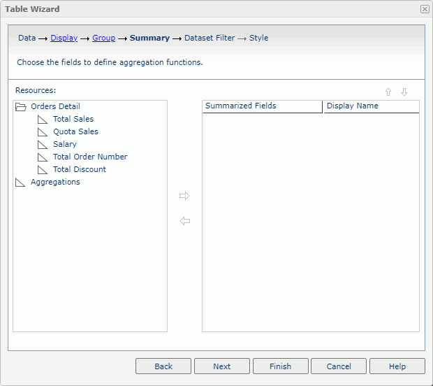 Table Wizard - Summary screen