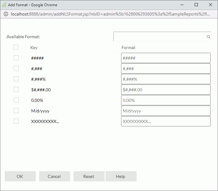 Add Format dialog box