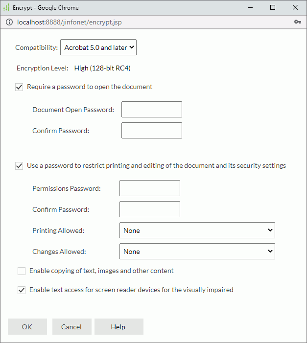 Encrypt dialog box