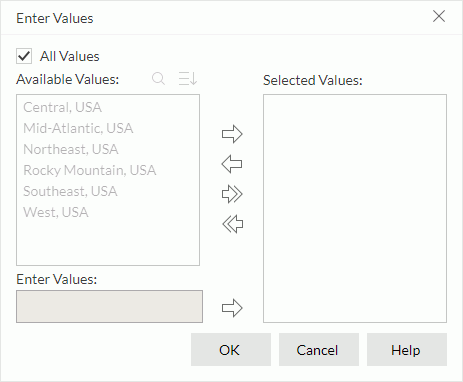 Enter Values dialog