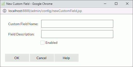 New Custom Field dialog