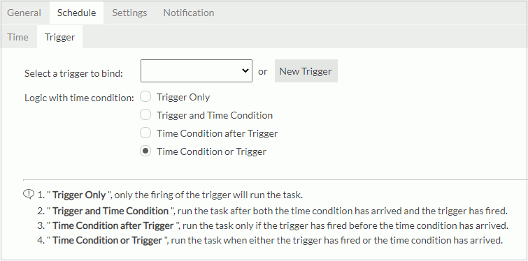 New Cube - Trigger subtab