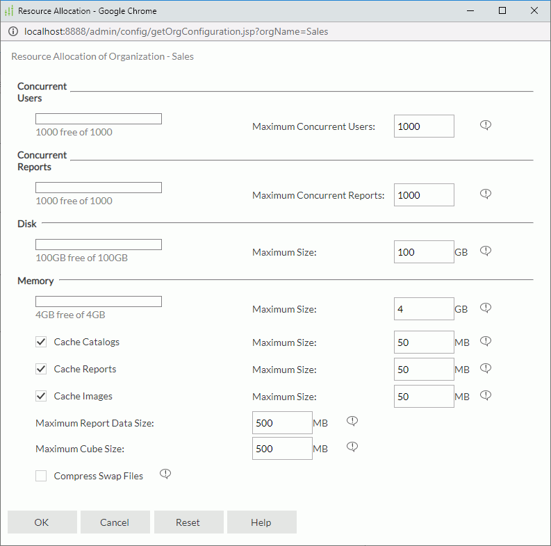 Resource Allocation dialog