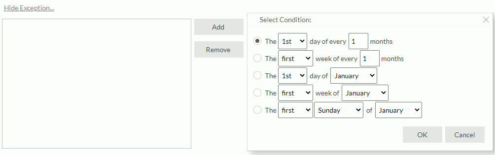 Exception Date Box