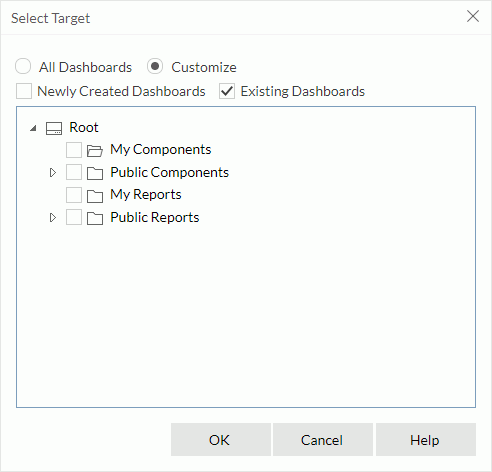 Select Target dialog box