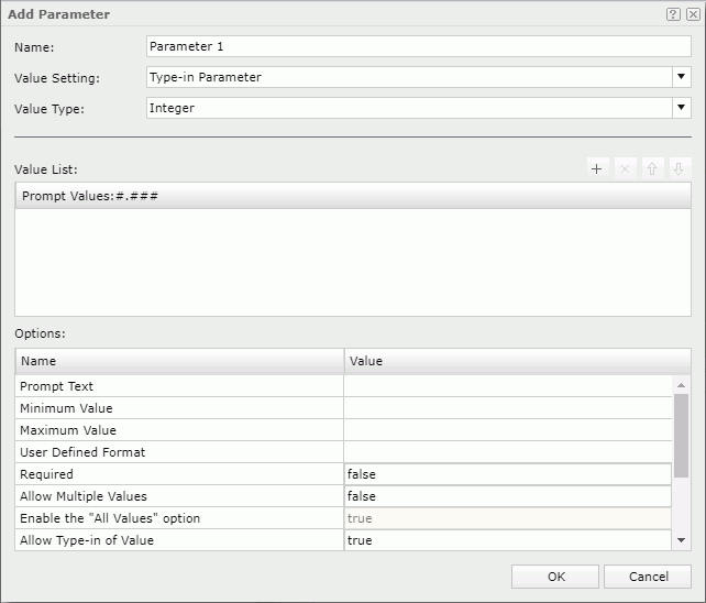 Add Parameter dialog box