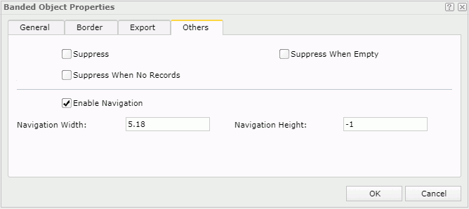 Banded Object Properties dialog box - Others tab