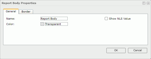 Report Body Properties dialog box - General tab