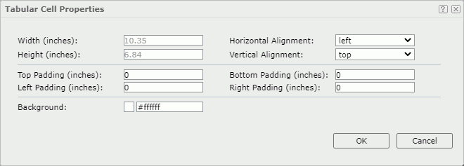 Tabular Cell Properties dialog box