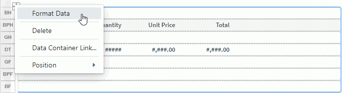 Right-click the Banded Object and Select Format Data