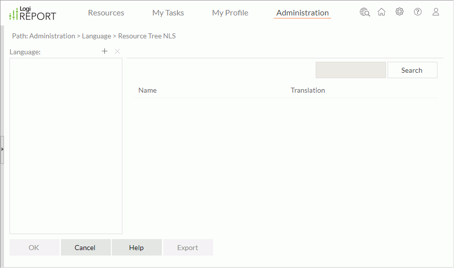 Resource Tree NLS page