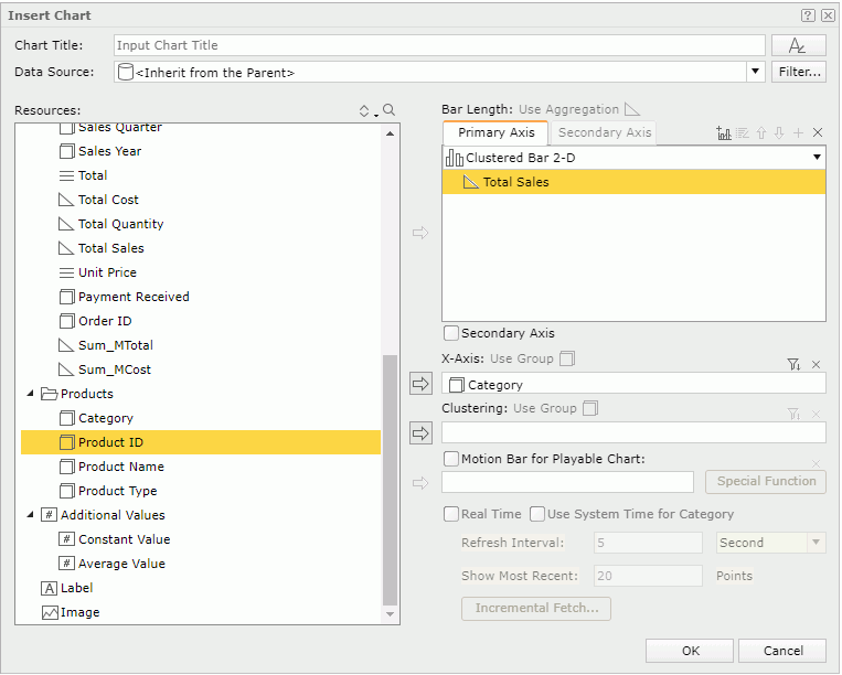 Define Chart Fields