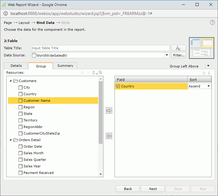 Define Table Fields